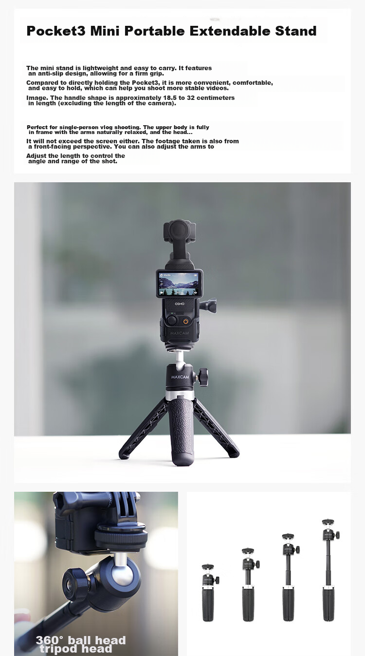 MAXCAM, портативный селфи-штатив для DJI Osmo Pocket 3, настольная подставка для видеоблогов, аксессуар