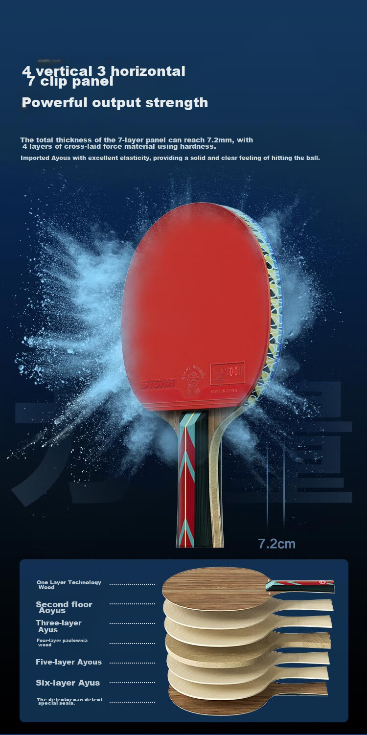 Набор для настольного тенниса JD Original Longteng, 5 звезд, профессиональный, для тренировок, с двойной накладкой, горизонтальная ручка, 5 звезд