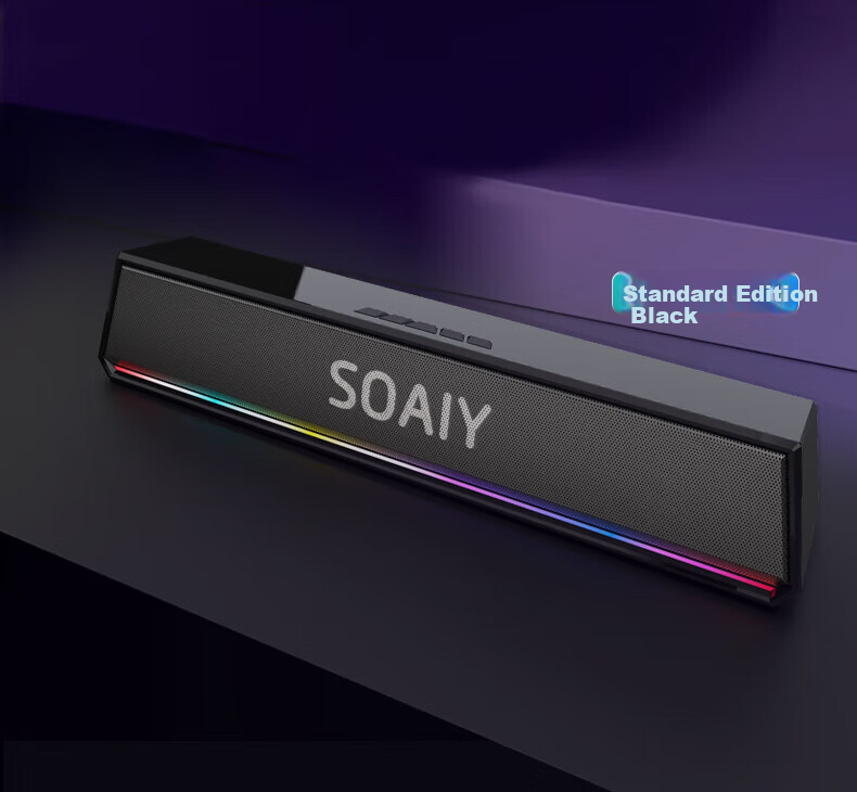 Компьютерная акустика Soaiy SH02, Bluetooth 5.3, RGB подсветка, черный