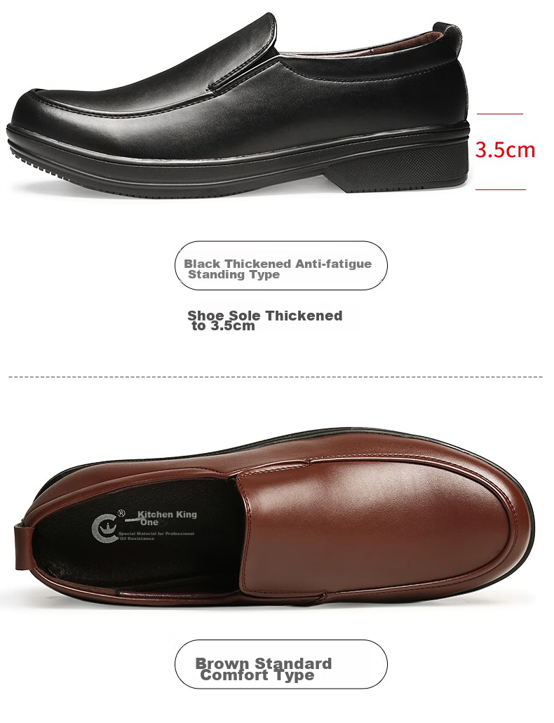 Рабочая обувь Chuwang Chef Shoes, мужская, нескользящая, водостойкая, маслостойкая, для кухни и отеля, из кожи, модель 6222