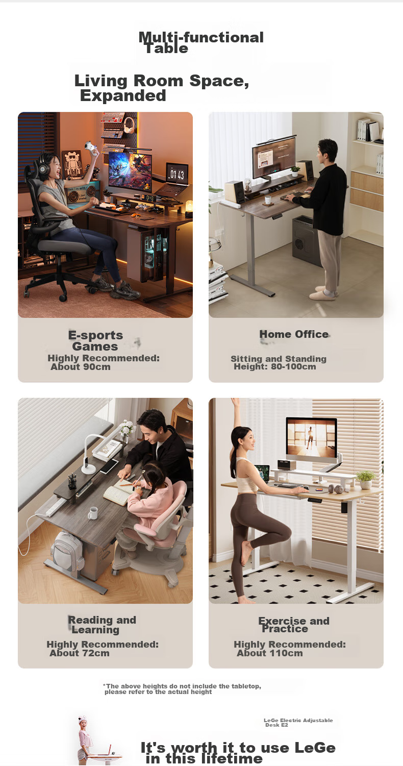 Электрический регулируемый по высоте стол Loctek E2 Gray Walnut, 1.4м, для работы и учебы