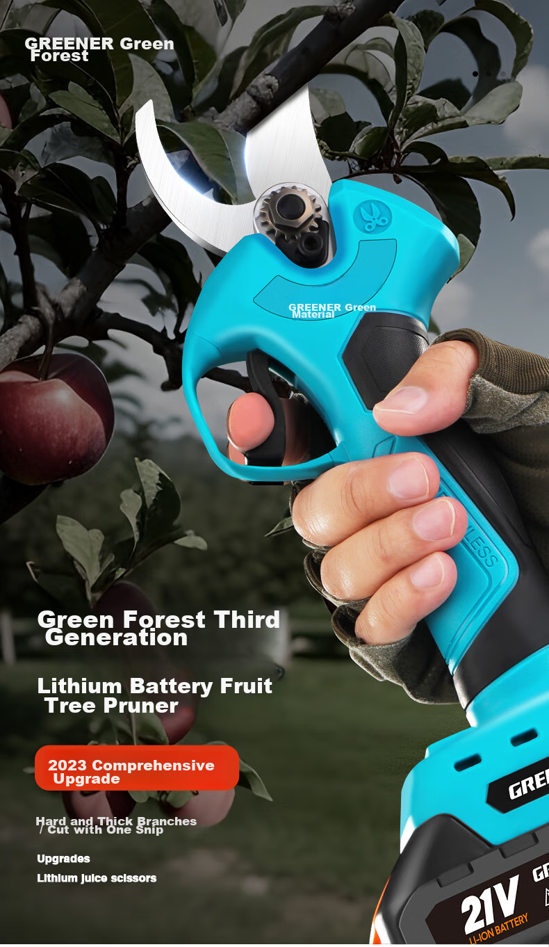 Электрический секатор GREENER, 8-ми предметный набор, аккумуляторный, для обрезки фруктовых деревьев и сада, секатор для ветвей, кусторез