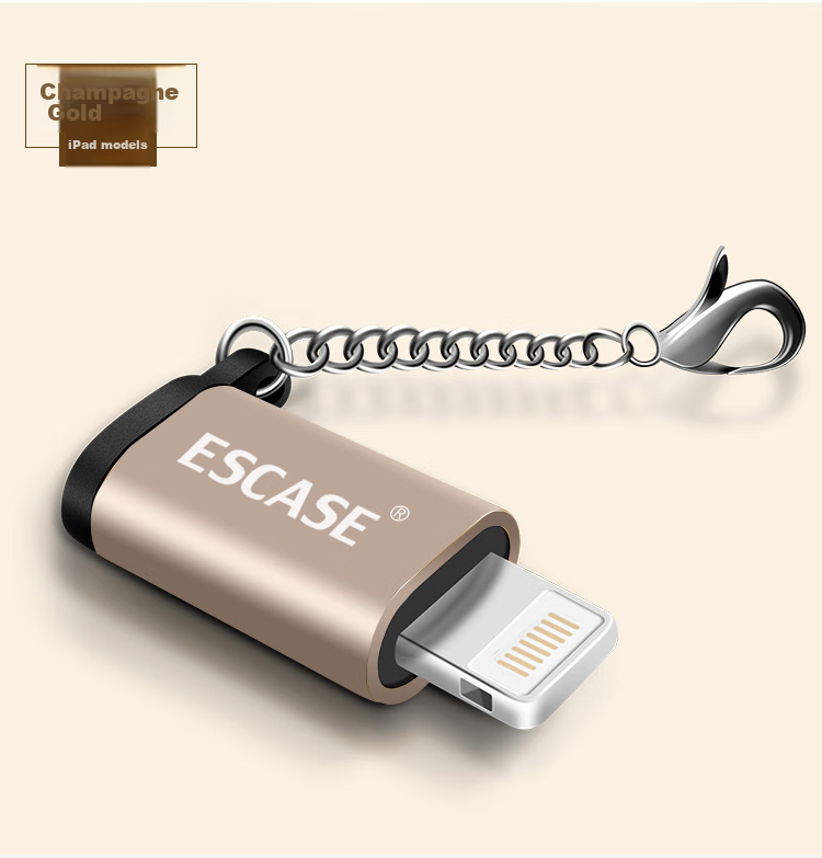 Переходник ESCASE Micro USB на Lightning для iPhone/iPad, OTG, черный