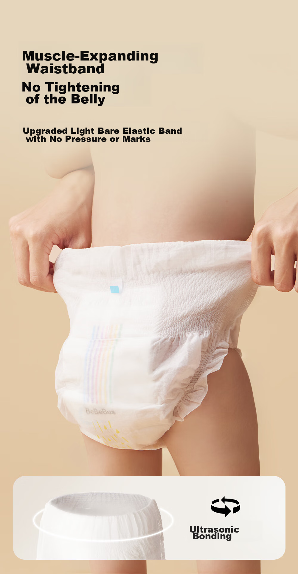 Подгузники Bebebus Ultra-Thin Breathable Diapers, размер NB, 54 шт., для новорожденных, для сна, на всю ночь