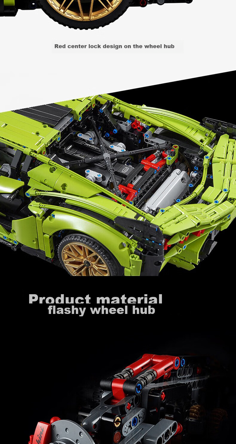 Конструктор Miaoyan Lamborghini, радиоуправляемая модель гоночного автомобиля, совместимый с Lego, игрушка для мальчиков 7-14 лет, подарок на день рождения