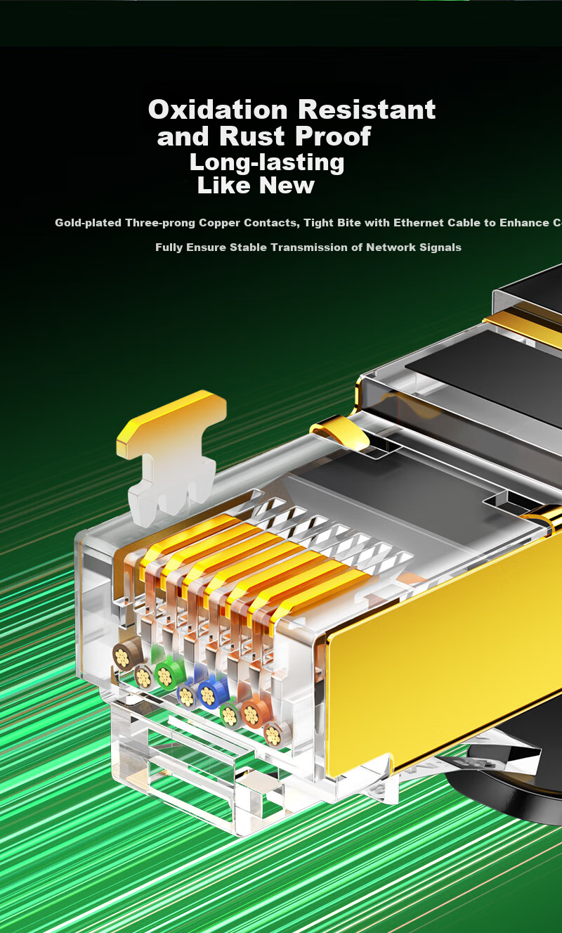 Кабель SAMZHE CAT7 Pure Copper Ethernet, 10 Gigabit Shielded Network Connection Cable, High Flexibility Industrial-Grade Finished Network Cable, Computer Broadband Home Use Patch Cord 5 Meters GR7050G