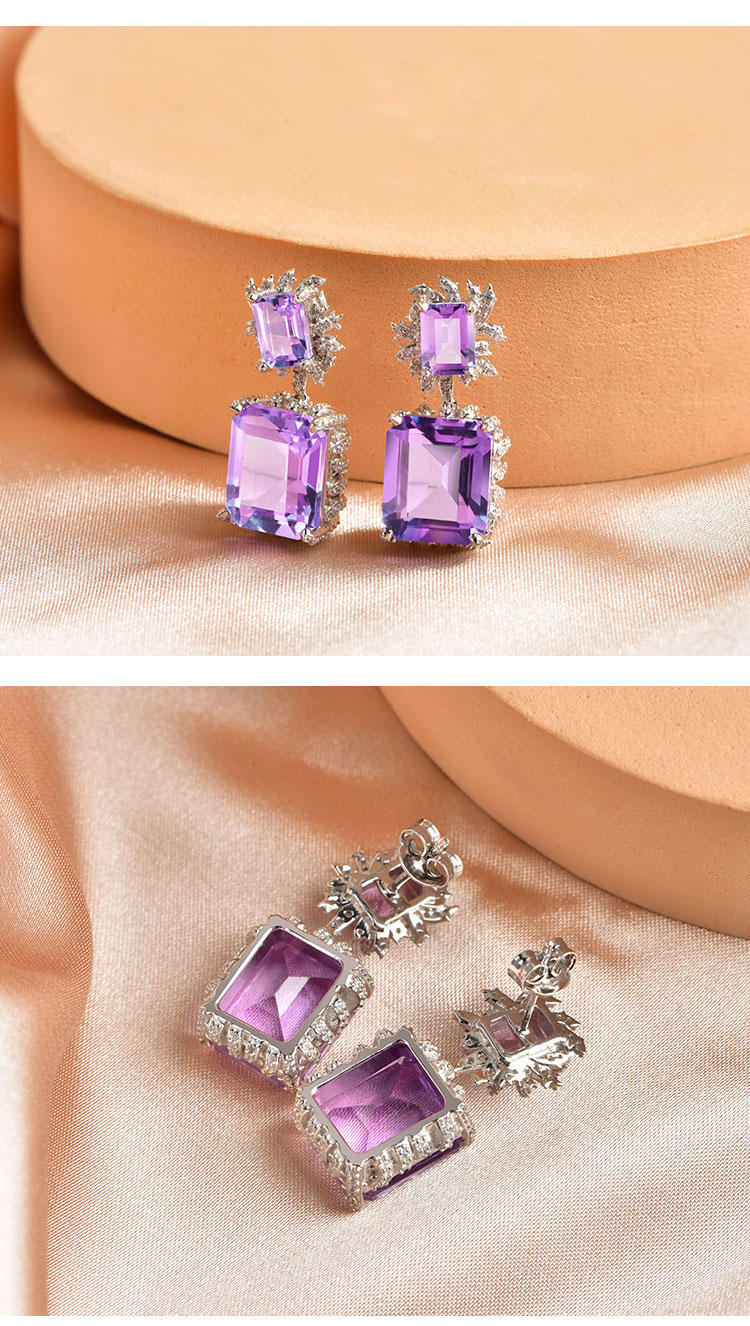 Серьги JOLEE из серебра 925 пробы с натуральным аметистом и цветными камнями, модные роскошные ювелирные серьги для женщин, подарок на День Святого Валентина