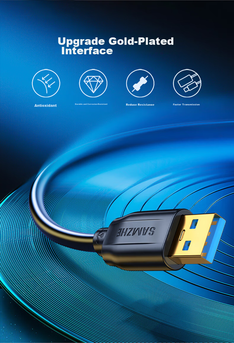 Кабель-удлинитель SAMZHE USB 3.0, 3 метра, штекер-гнездо, для подключения к телевизору, USB-накопителю, мыши, клавиатуре, жесткому диску компьютера, адаптер-разветвитель UK-030