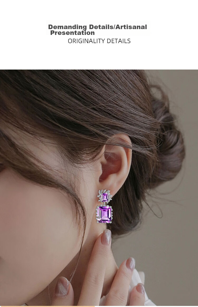Серьги JOLEE из серебра 925 пробы с натуральным аметистом и цветными камнями, модные роскошные ювелирные серьги для женщин, подарок на День Святого Валентина