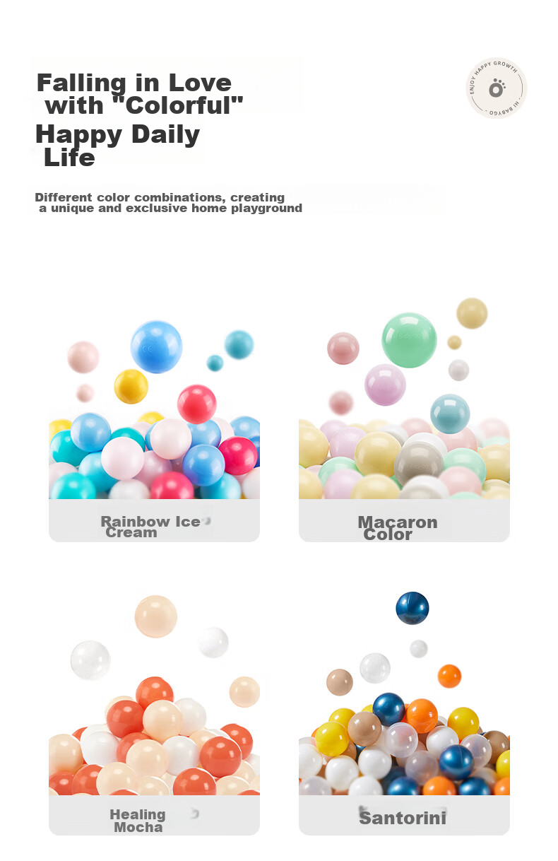 Детский игровой мяч BG-BABYGO "Ocean Ball" 7 см, 100 шт., цвет "Ice Cream Color"