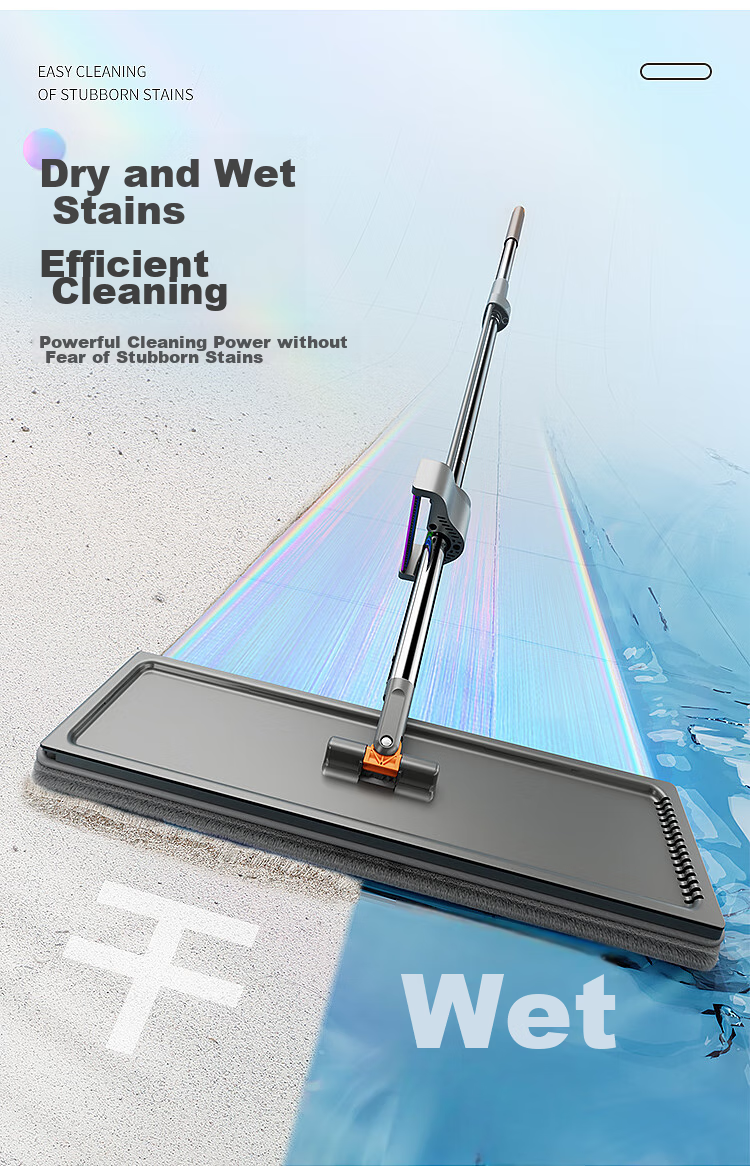 Швабра Jiabangshou Flat Mop, 50см, 4 насадки, без ручной стирки, для уборки полов, универсальная