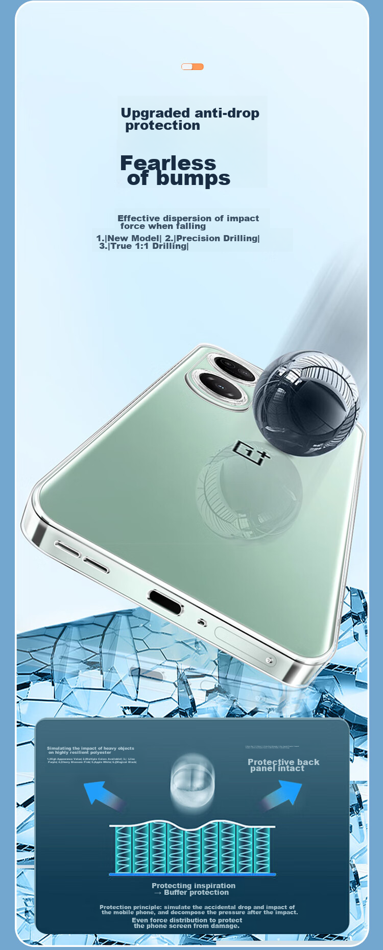 Противоударный чехол KOOLIFE для OnePlus Ace 2V, прозрачный, с защитой камеры, тонкий, устойчивый к отпечаткам пальцев