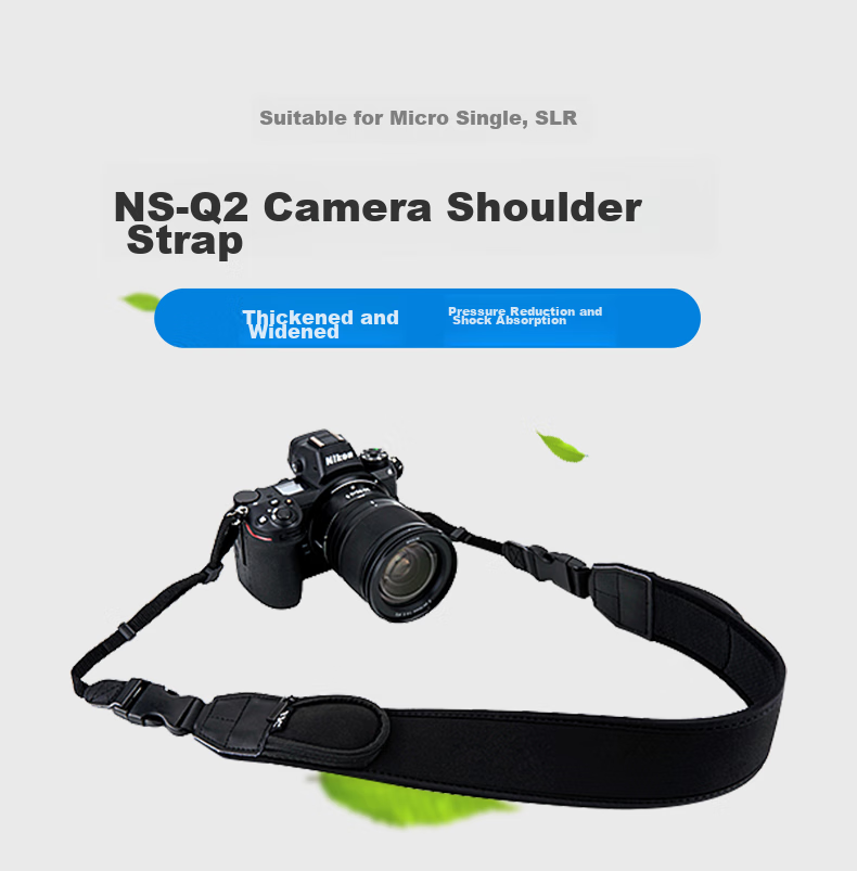 Ремень для камеры JJC NS-Q2, наплечный ремень для DSLR и беззеркальных камер, совместимый с Canon, Nikon, Sony, Fuji, черный