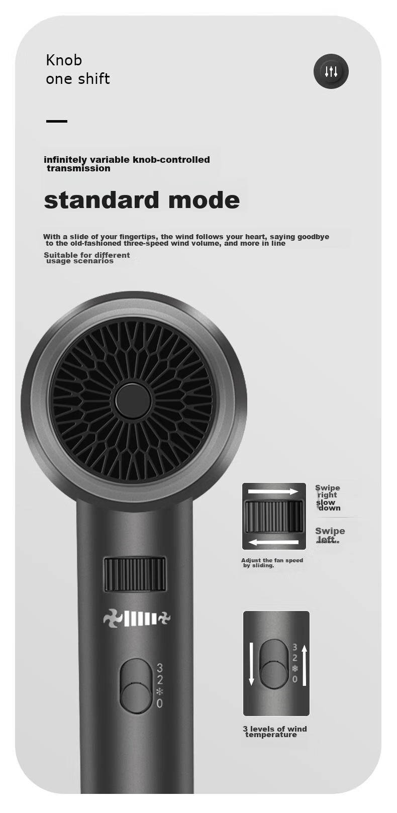 Фен Kangfu KF-3149, 1800 Вт, низкое излучение, ионизация, защита волос, холодный/горячий воздух