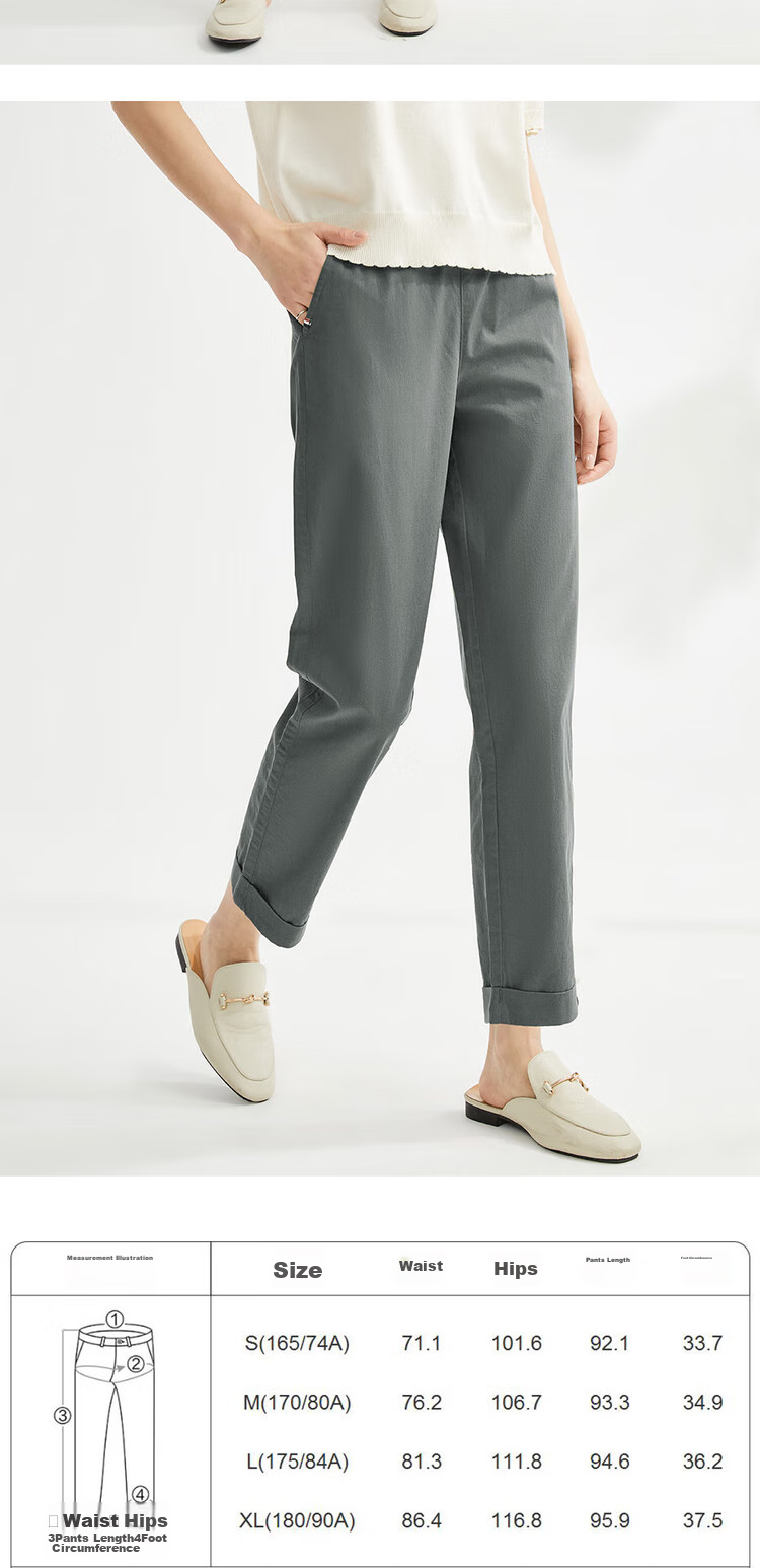 Женские летние брюки Giordano, из 100% хлопка, с эластичным поясом, укороченные, легкие, повседневные, модель 05424354