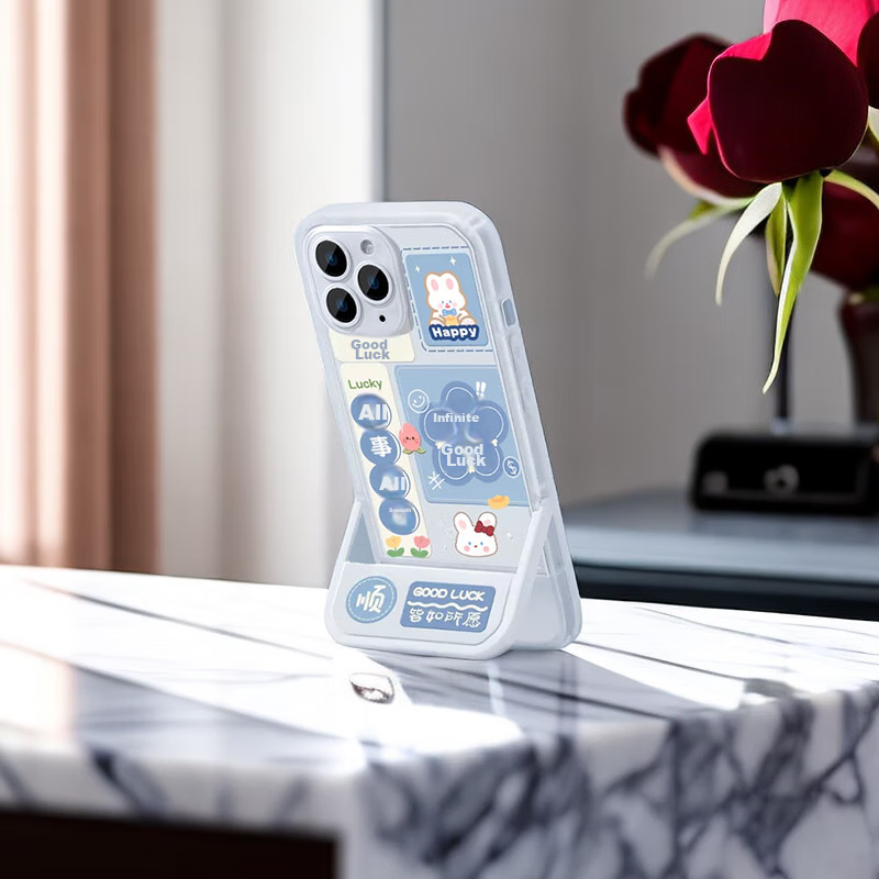 Чехол для Apple iPhone 14 Pro Max, полупрозрачный, с откидной подставкой, противоударный, стиль "Fresh Creative INS"