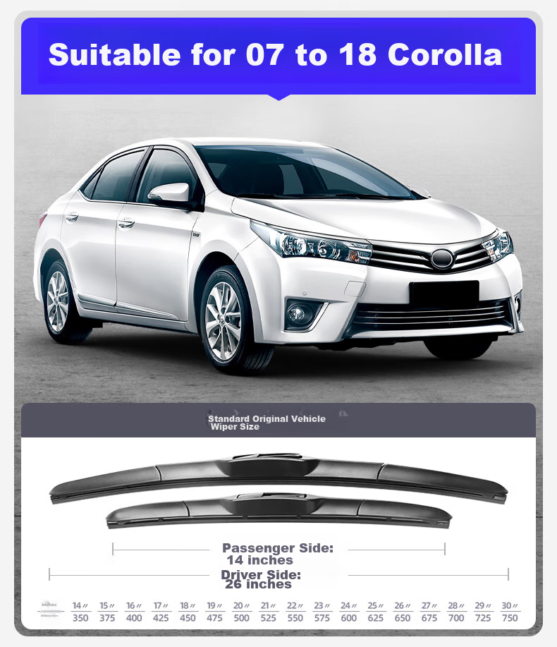 Бескаркасные дворники для Toyota Corolla