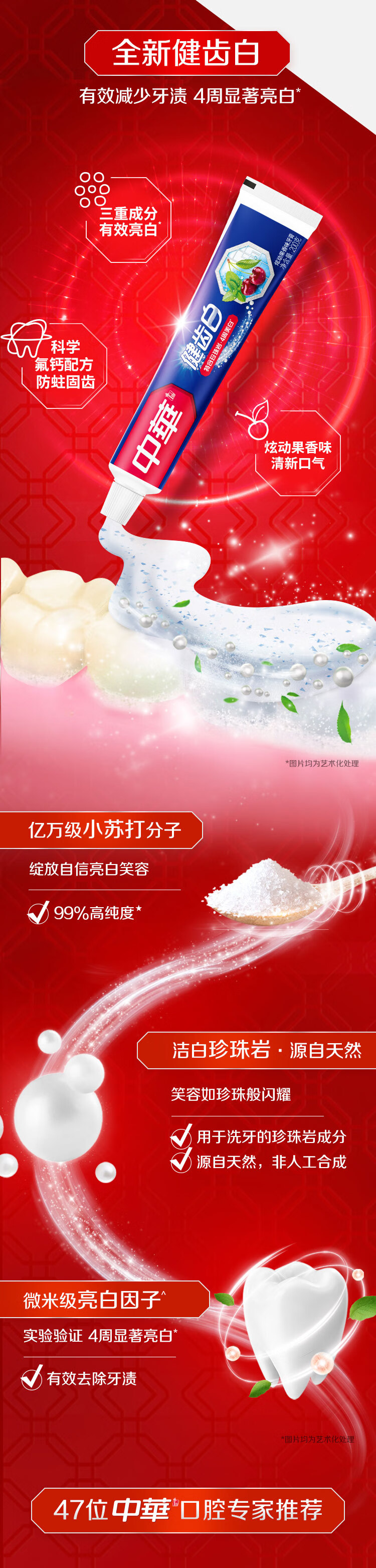 中华(Zhonghua)健齿白牙膏 小苏打炫动果香200g