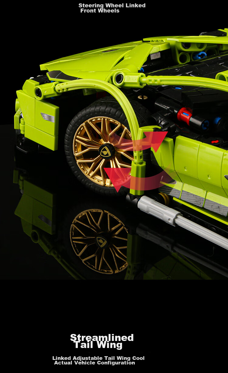 Конструктор LEAIXIANG Lamborghini, 1280 деталей, для детей от 7 лет, пластик, зеленый