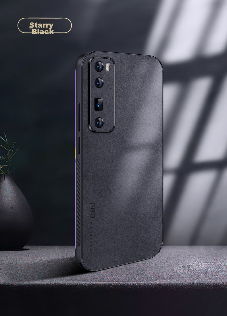 Чехол для телефона Shangsu для Huawei Nova 7 Pro, противоударный, с защитой объектива, из натуральной кожи ягненка, черный