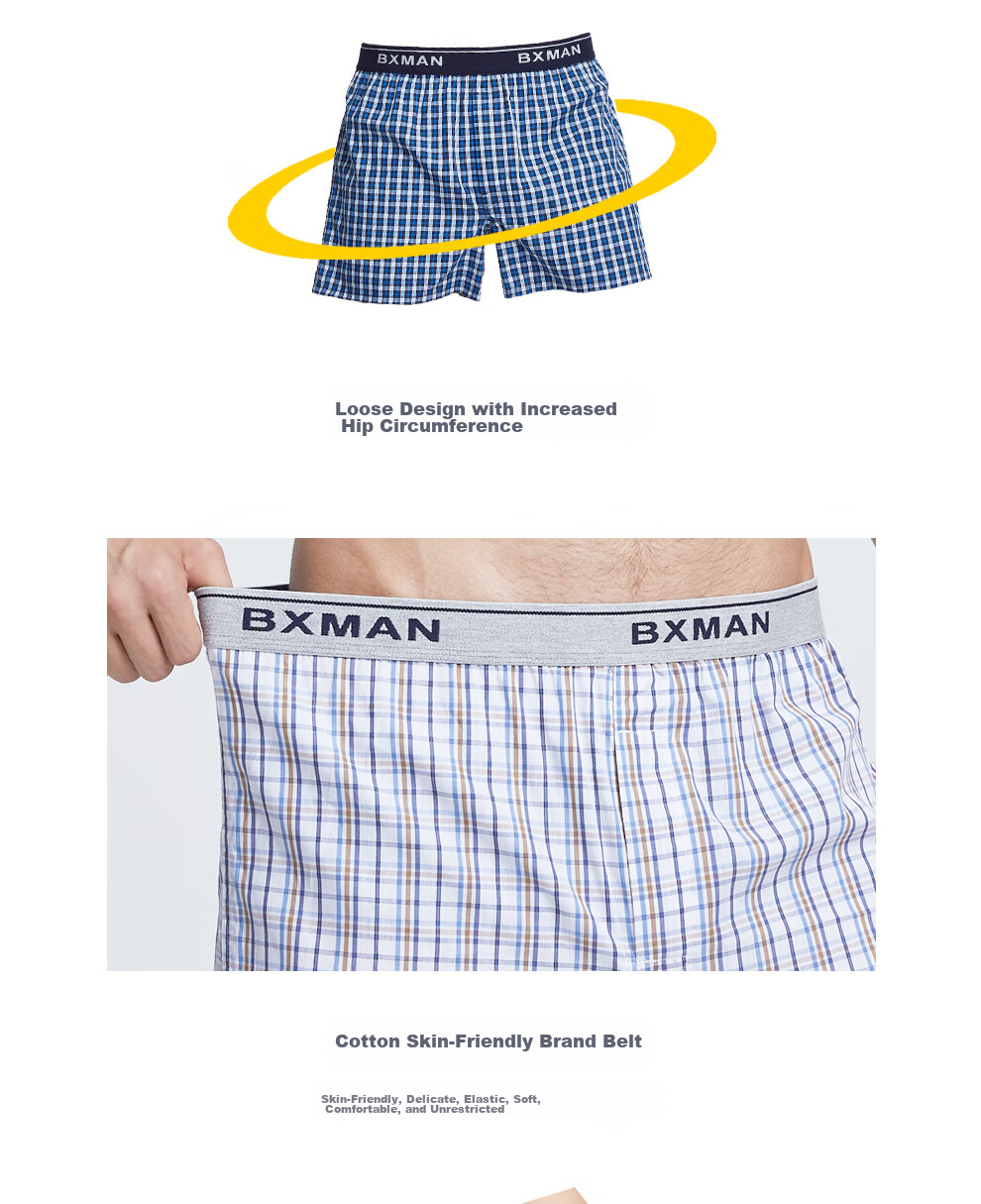 Мужские боксеры BXMAN, свободные, из 100% хлопка, больших размеров, EW550015 L, 3 шт.