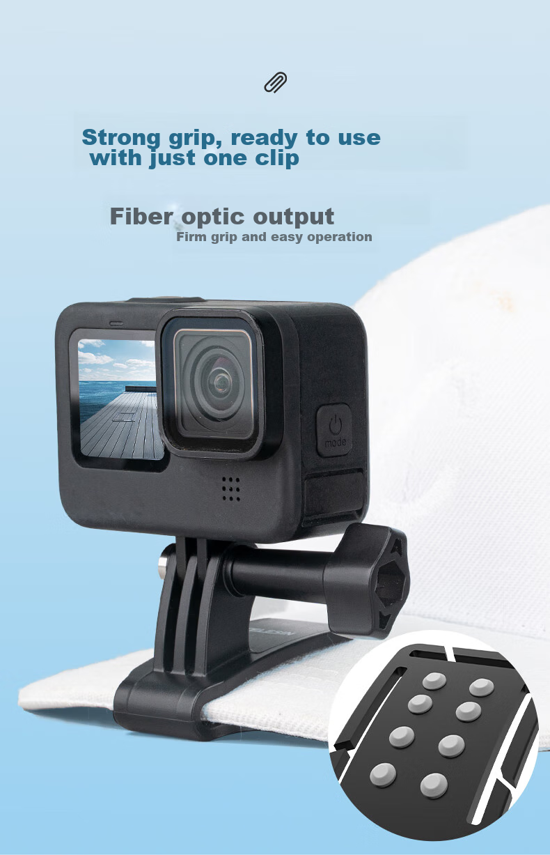 TELESIN Спортивный налобный ремень, совместимый с DJI Action 5 Pro/6/4, зажим для шляпы, подходит для GoPro 13 Accessories, Insta360, бейсбольная кепка с креплением на голову, фиксирующий кронштейн для съемки