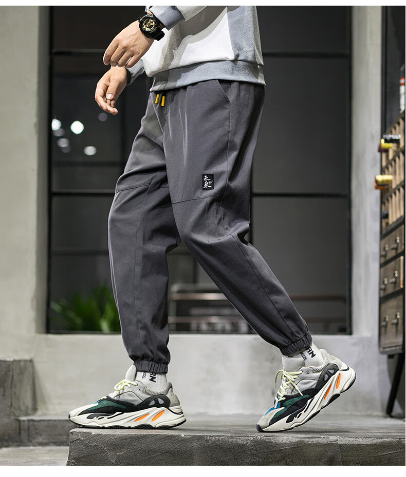 Мужские брюки MMOPTOP American-Style Trendy Joggers, весна-осень, винтажные, из чистого хлопка, карго, спортивные, повседневные, укороченные штаны, 506, темно-серый, XL