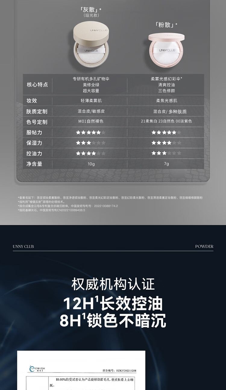 UNNY CLUB悠宜锁妆柔雾散粉5g控油定妆蜜粉饼盒遮瑕底妆油皮干皮补妆男女 【小黑散】锁妆柔雾散粉5g