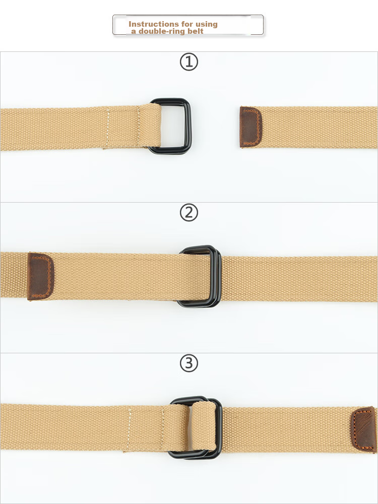 Canvas belt JEVI D-100, Hong Kong style, with double buckle, casual, versatile, for young people, light khaki, 115cm