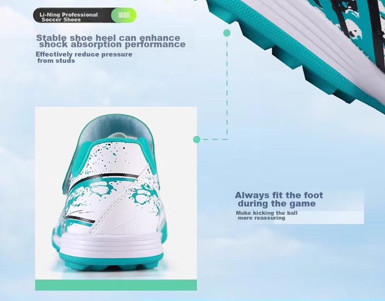 Футбольные бутсы Li-Ning для детей, модель Jin Series, зеленые, размер 32