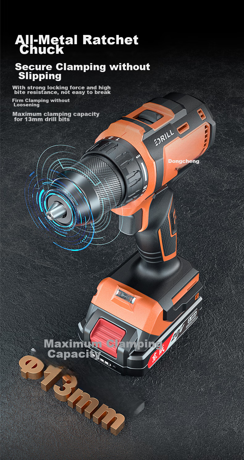 Аккумуляторная дрель-шуруповерт Dongcheng 20V DCJZ2059D, бесщеточная, с одним аккумулятором