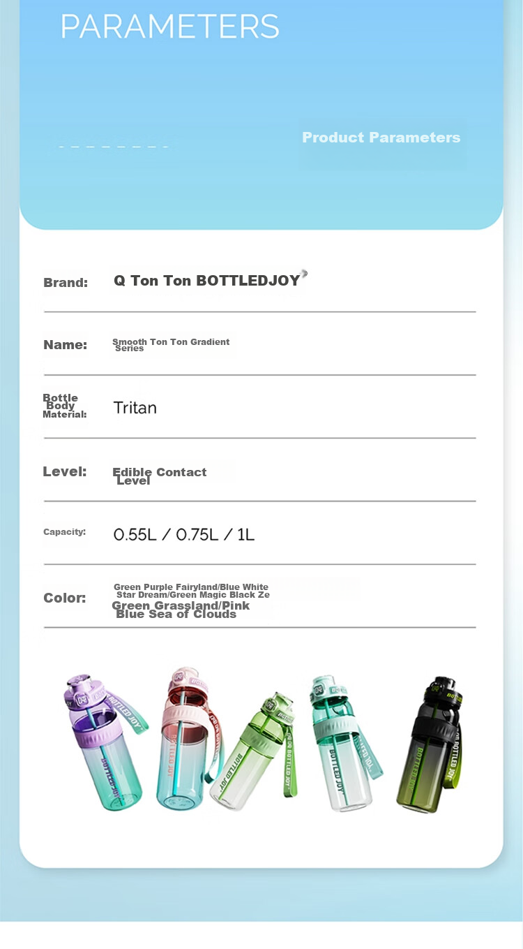 Бутылка для воды BOTTLED JOY Dundun Limited Edition, большая емкость, термостойкая, с лямкой, 750 мл, Зеленый монстр