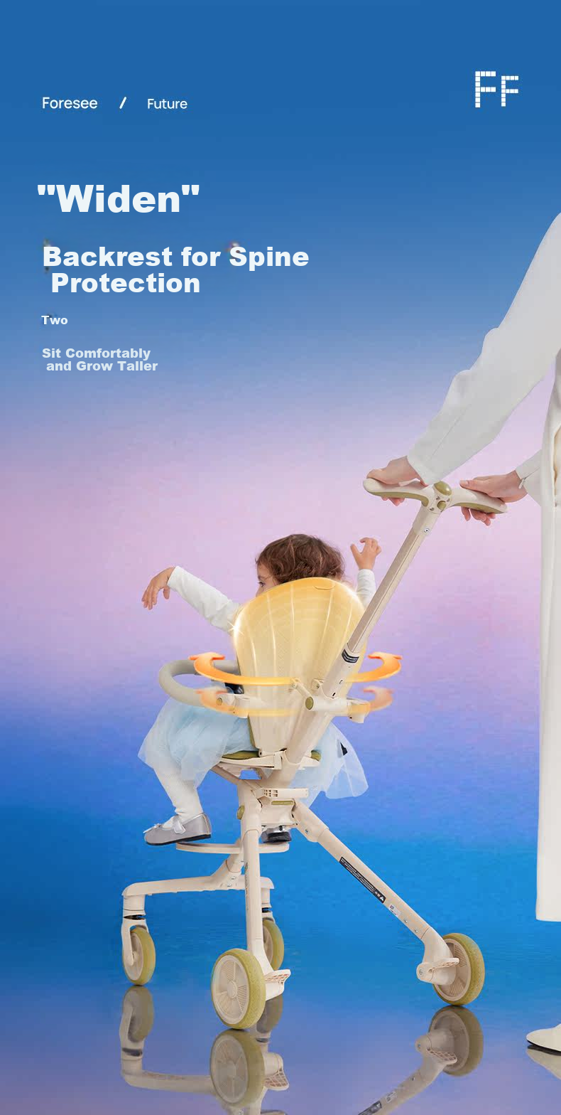 Детский электромобиль FF Baby Stroller с регулируемым сиденьем, легкая складная коляска для младенцев и детей младшего возраста, дизайн с высоким ландшафтом и амортизацией