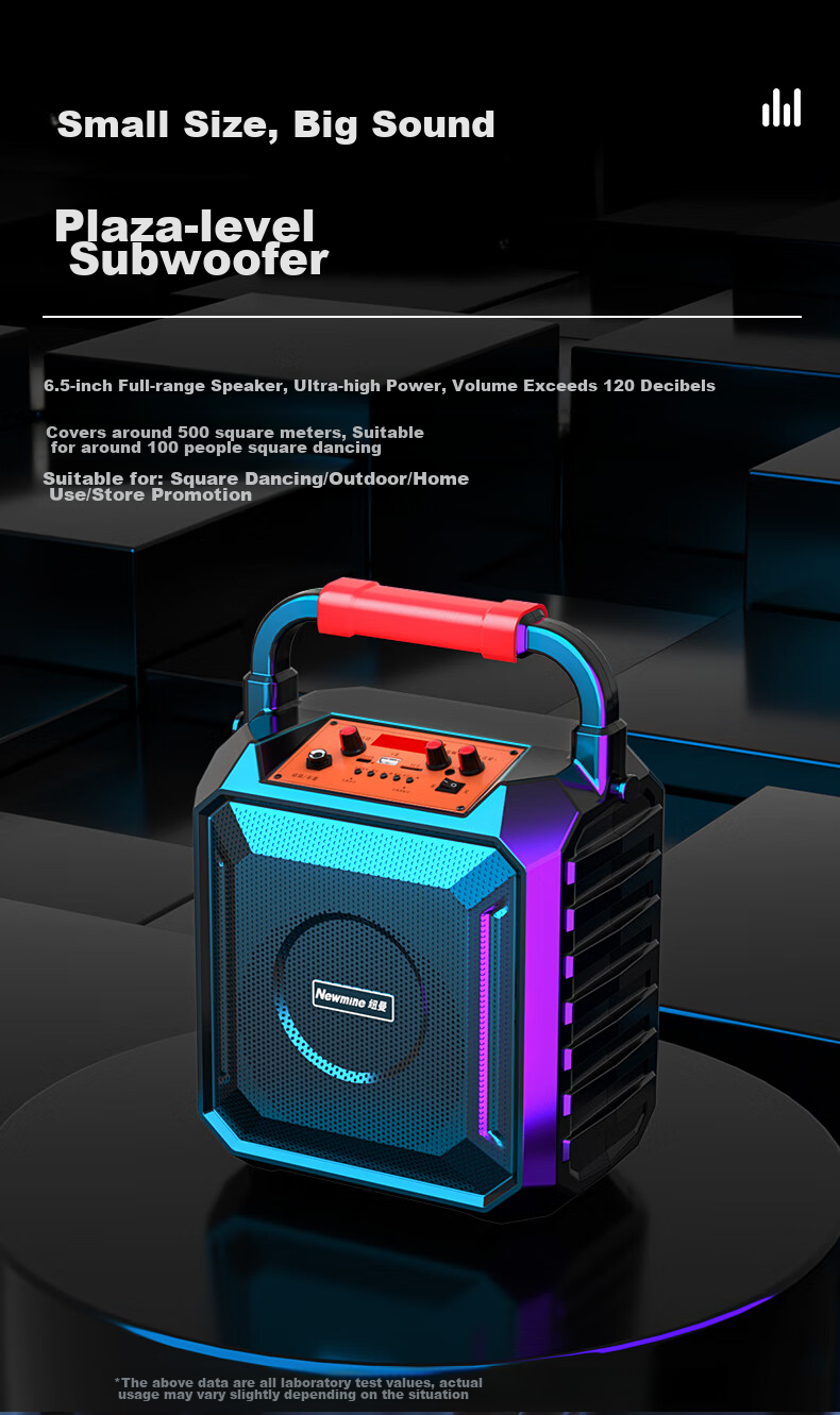 Портативная Bluetooth-колонка Newmine K220, 6.5 дюймов, 120 Вт, караоке, уличная, с микрофоном, Черный