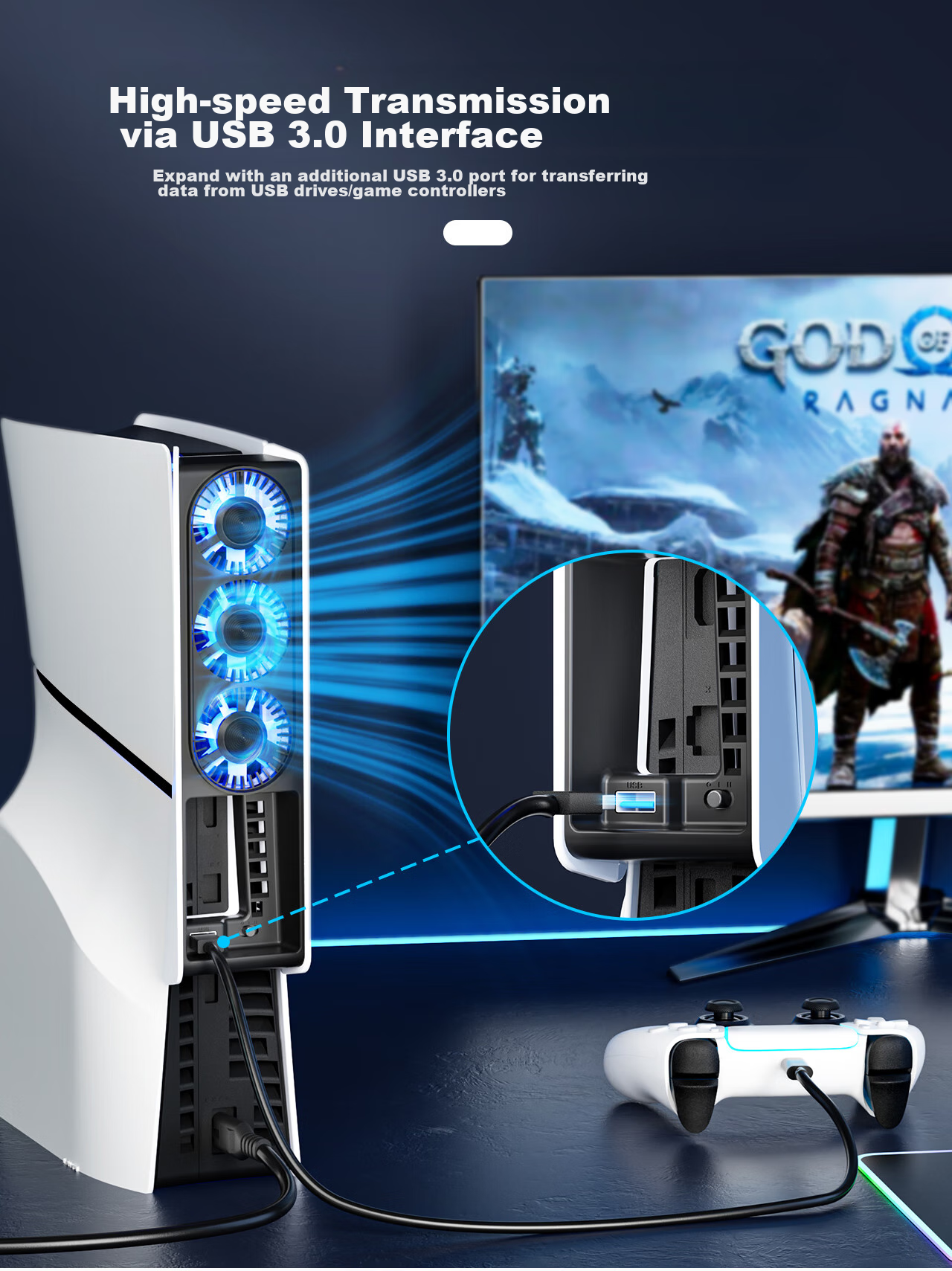Магнит на холодильник "Компьютерные игры" Liangzhi (IINE) L960 для PS5 Slim, универсальный, с интеллектуальным контролем температуры