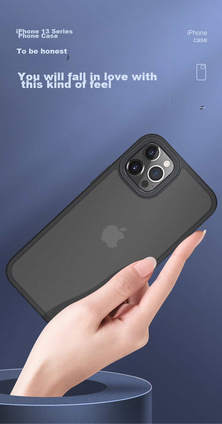 Чехол PISEN для iPhone 13, матовый прозрачный, противоударный, черный