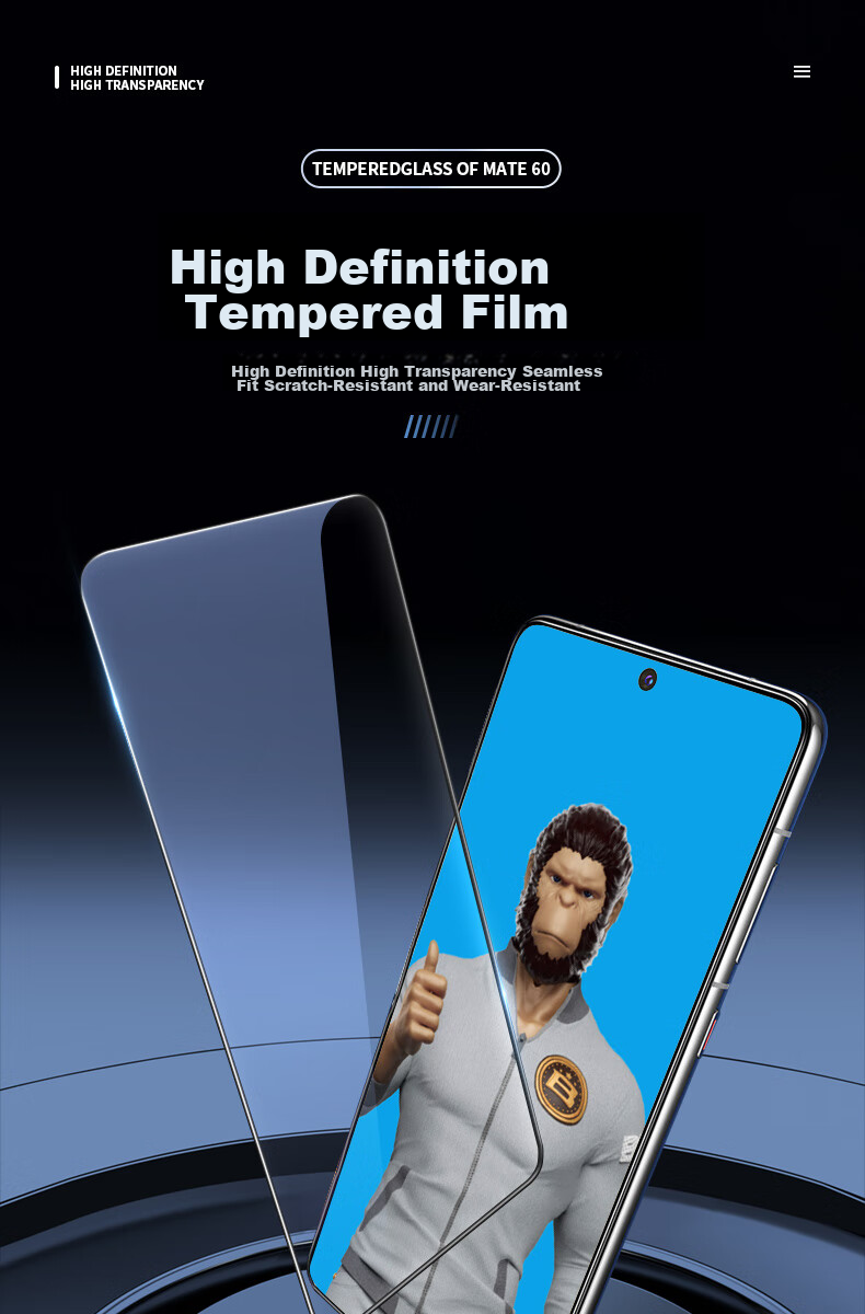 Защитное стекло Lanxingxiansheng для Huawei Mate 60, прозрачное, противоударное, защита от отпечатков пальцев