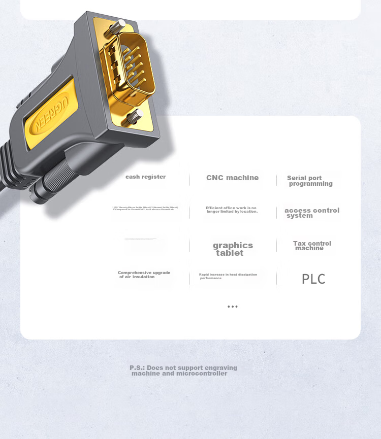 UGREEN USB to RS232 Serial Cable, 2 метра, черный