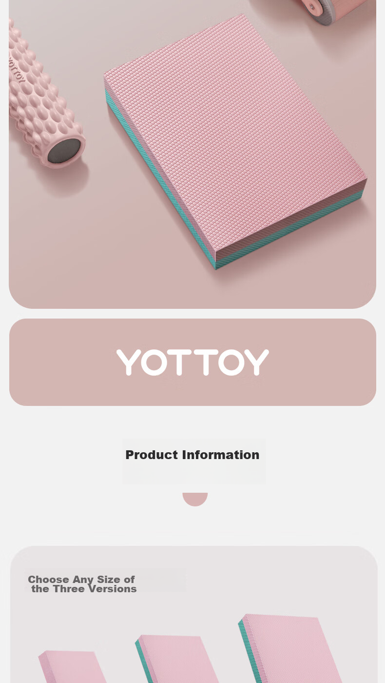 Балансировочная подушка Yottoy для йоги и фитнеса, для тренировки кора, нескользящая, утолщенная мягкая пена, для коленей, 50x40x6 см, синяя