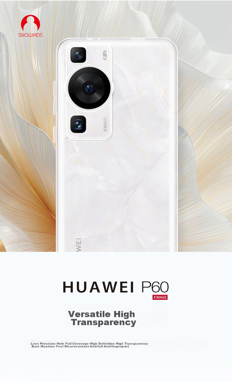 Чехол Snowkids для Huawei P60, прозрачный, противоударный, с полной защитой линз, тонкий, ощущается как голый телефон