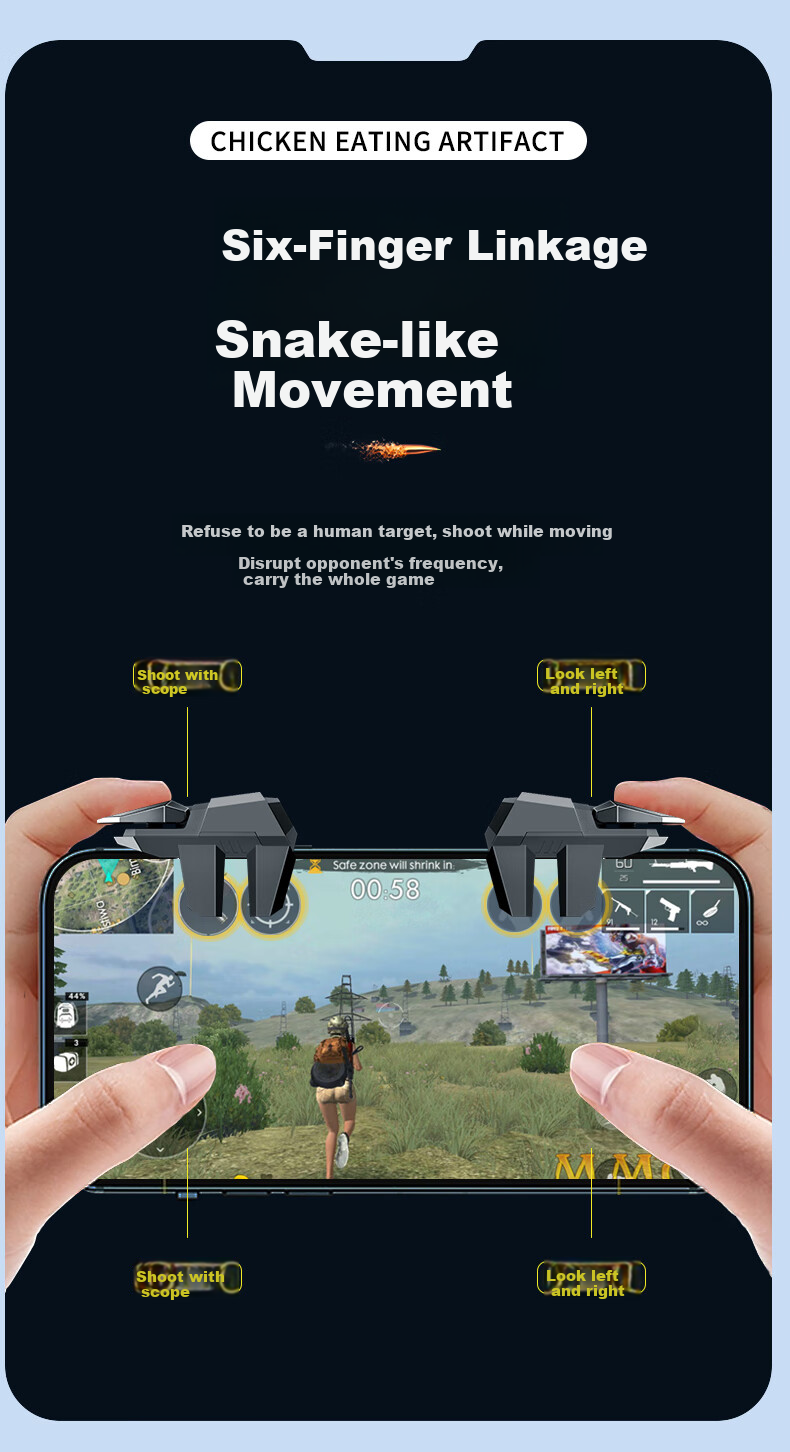 BIAZE YX88 игровой триггер для мобильных игр, механический кликер для PUBG, Fortnite, автоматический кликер для шести пальцев, черный
