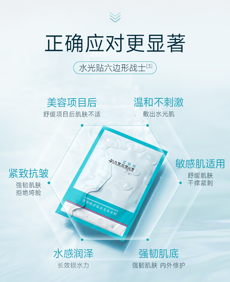 富勒烯修护面膜多效水光补水贴1片项目后抗皱抗氧保湿舒缓敏感肌可用