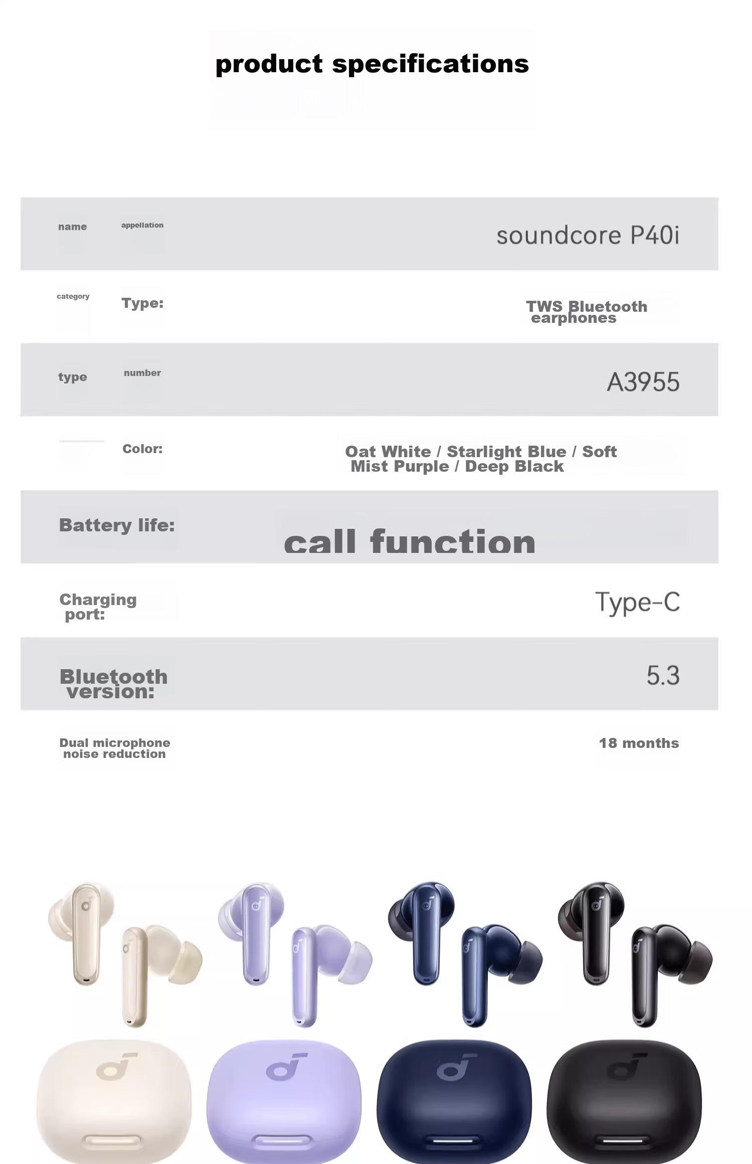 Беспроводные наушники SoundCore Anker P40i с активным шумоподавлением, Bluetooth 5.3, IPX5, черный