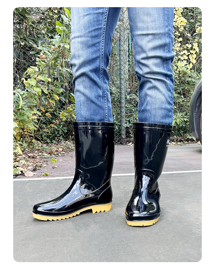 Мужские резиновые сапоги Huili, водонепроницаемые, нескользящие, для рыбалки и автомойки, черные, размер 42