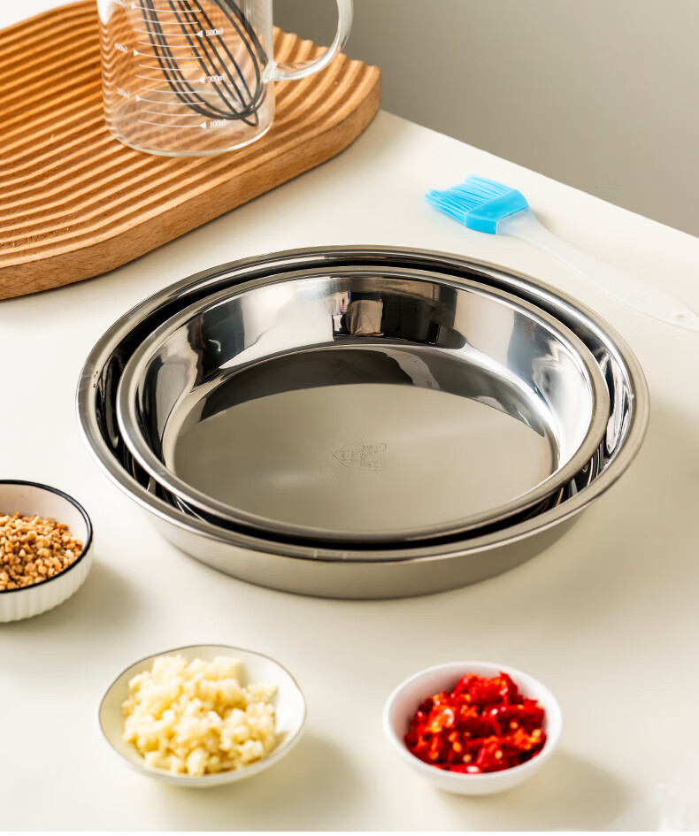 Тарелка Onlycook из нержавеющей стали 304, утолщенная, для фруктов, чая, риса, холодного мяса, круглая, диаметр 28 см