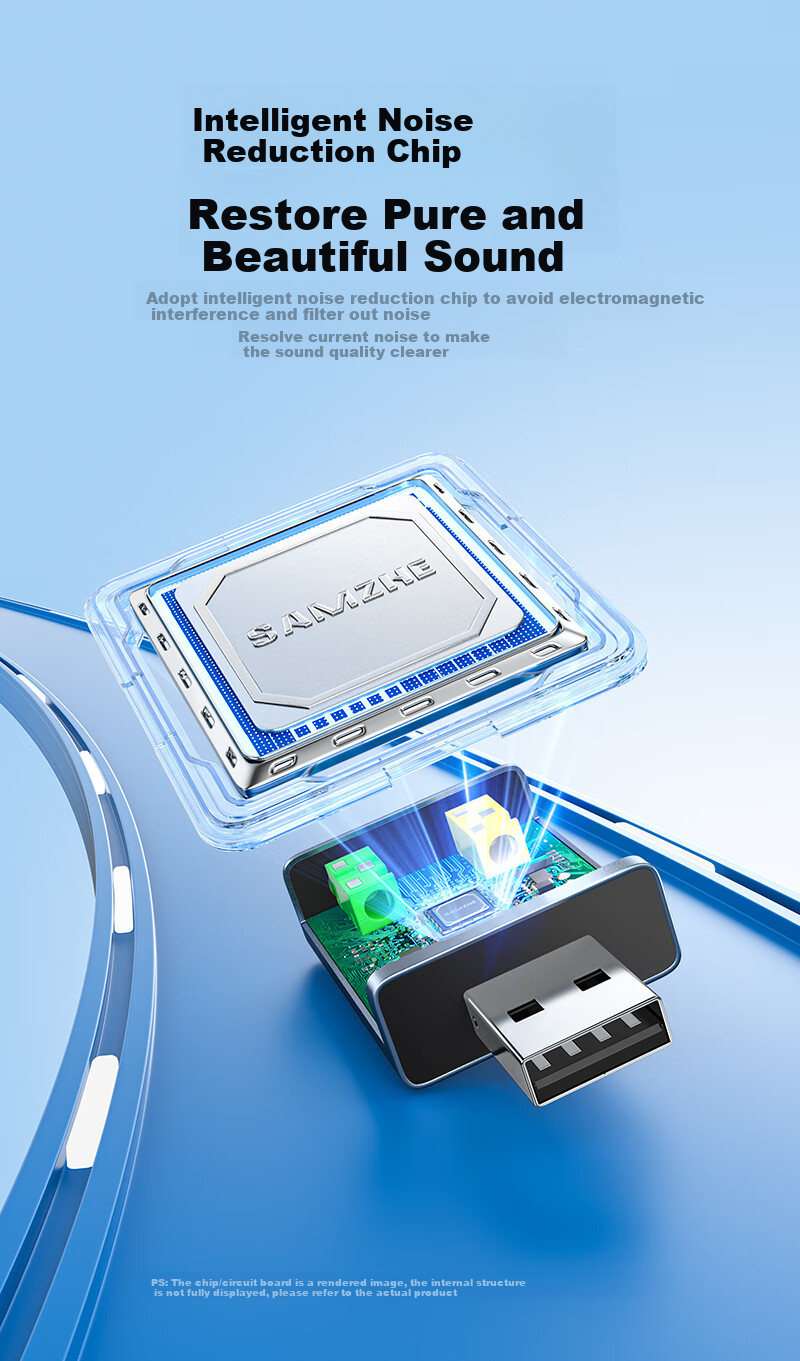 Внешняя звуковая карта SAMZHE USB на 3.5 мм, аудиоинтерфейс, конвертер для наушников и микрофона, без драйверов, для ПК, ноутбуков, PS4/5
