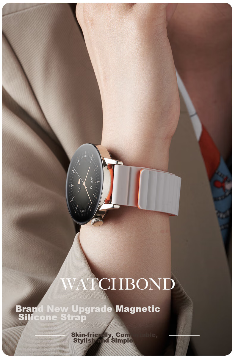 Ремешок Watchbond для Huawei GT3/GT2, силиконовый, с магнитной застежкой, 20 мм, цвет "Звездный апельсин"