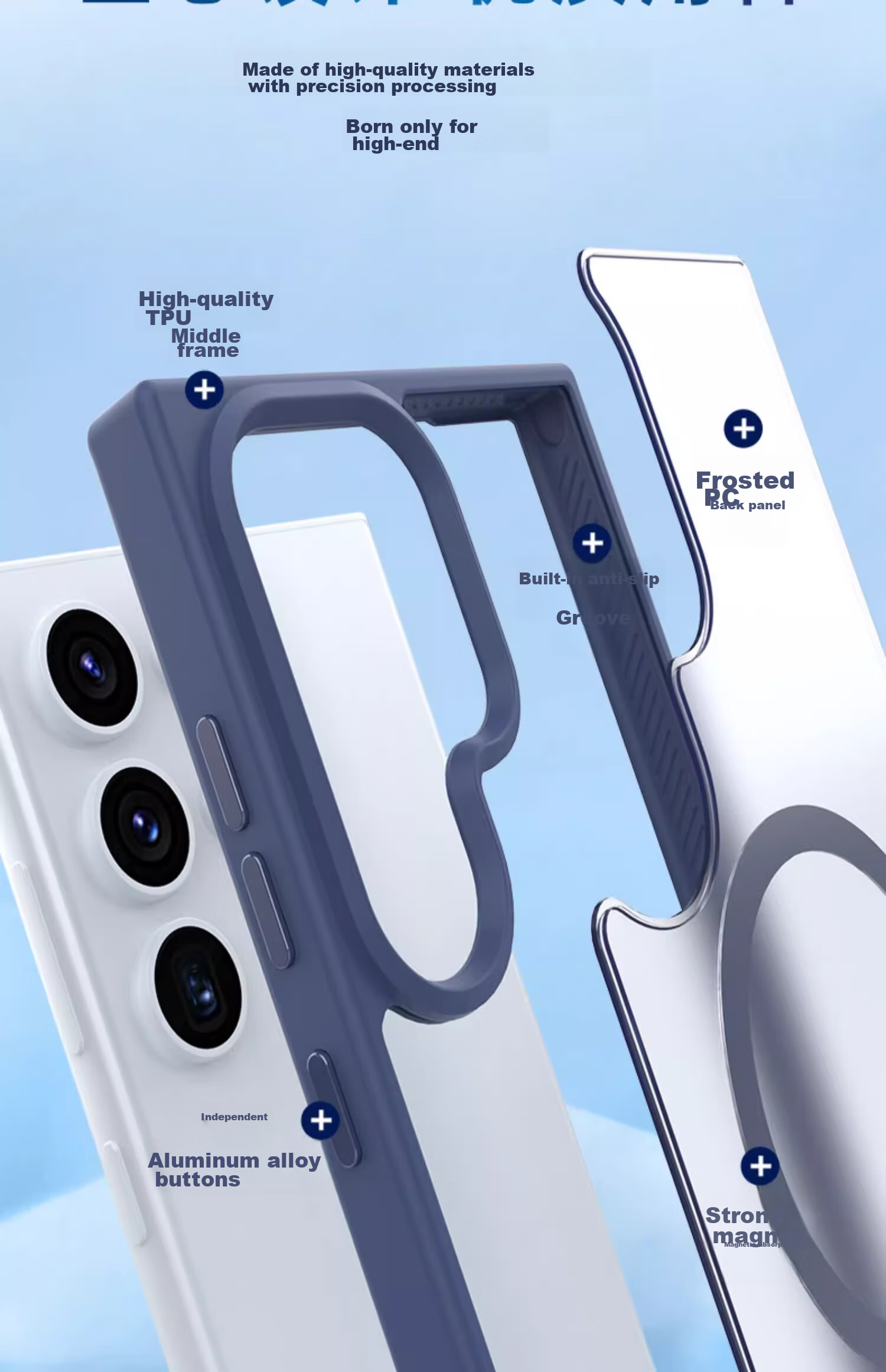 Чехол-накладка ZHIWEISHI для Samsung S24+, MagSafe, черный, матовый