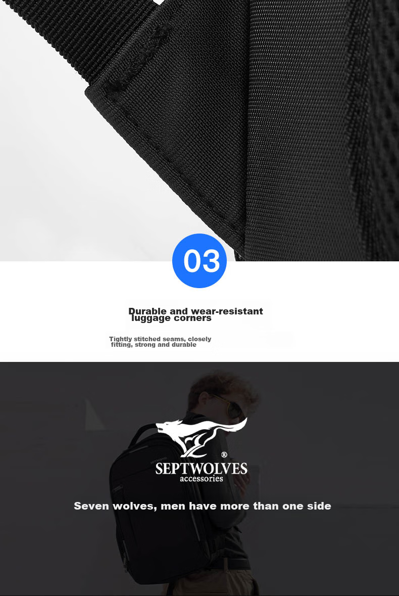 Рюкзак SEPTWOLVES для мужчин, для ноутбука 15.6 дюймов, деловой, большой вместимости, водоотталкивающий, для студентов
