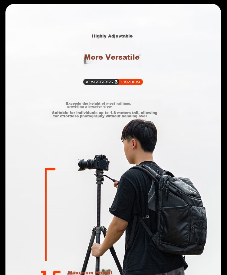 Штатив Fotopro Air 3 Lite VIDEO с гидравлической головкой из углеродного волокна для фото- и видеосъемки, оригинальный карбоновый серый